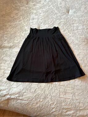 Black A-Line Bamboo Pull-On Skort with Wide Waistband